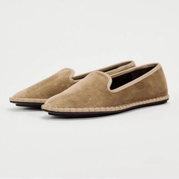Zara Velvet Espadrille Loafer Flats - Picture 1 of 12